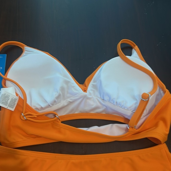CUPSHE Twist High Waisted V Neck Spaghetti Straps Orange Bikini Swimsuit Size S - Picture 6 of 13